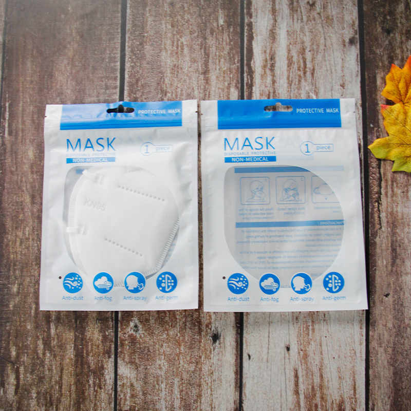 Plastic face mask packaging bag