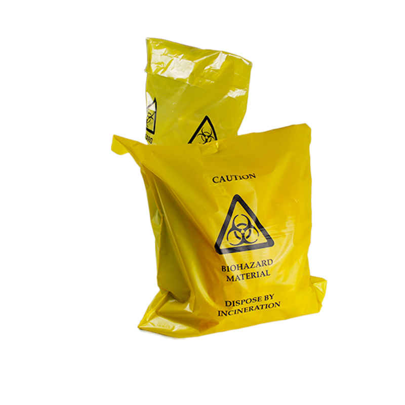 Medical waste bag with adhensive 