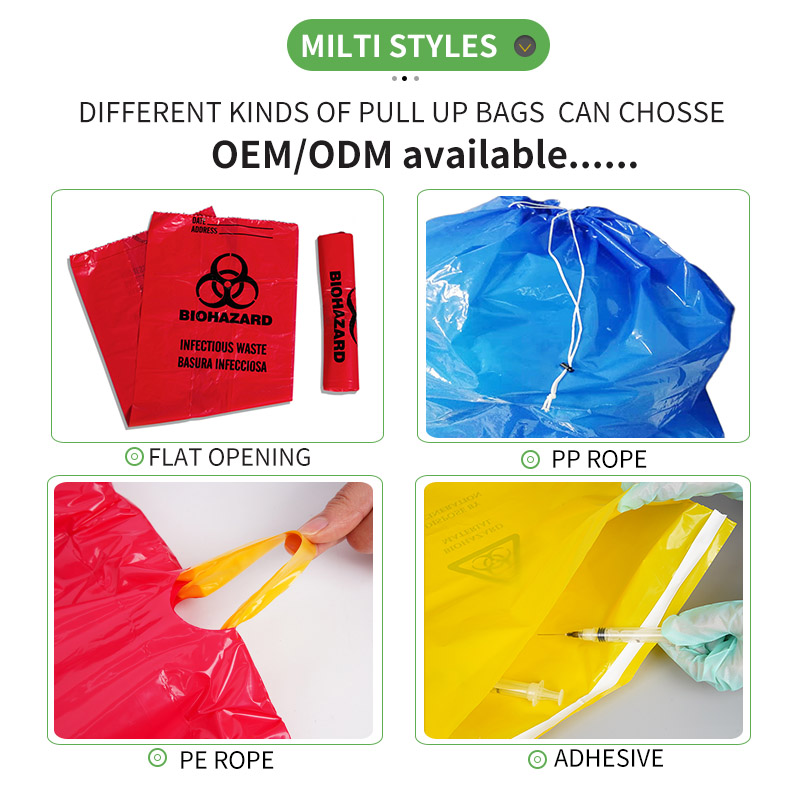 disposable waste bag with adhesive