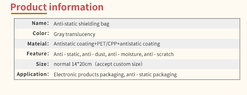 Anti static ziplock bag