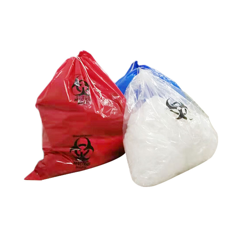 Drawstring medical waste bag Specimen bag Medical waste bag with adhensive T shirt medical waste bag