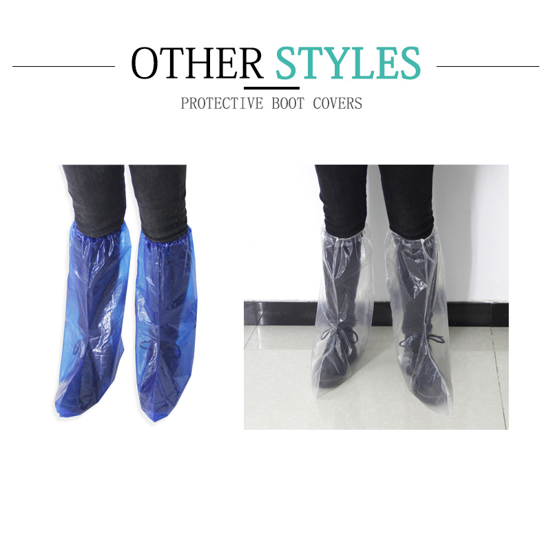 blue disposable plastic boot covers