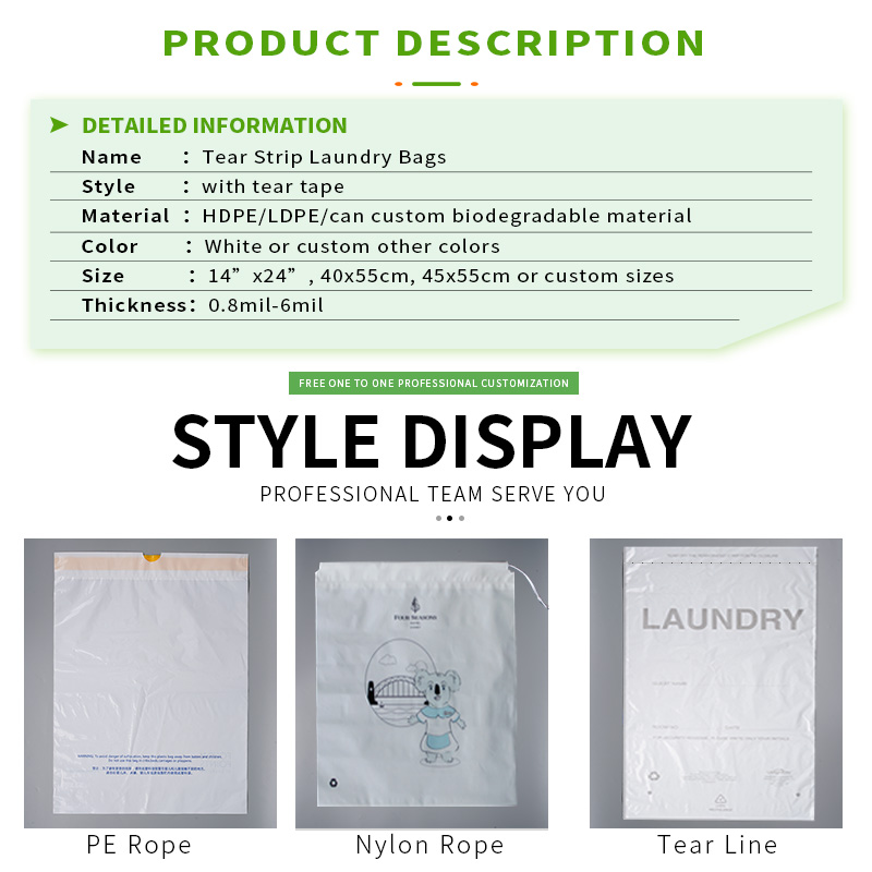 laundry bag with tear tie 