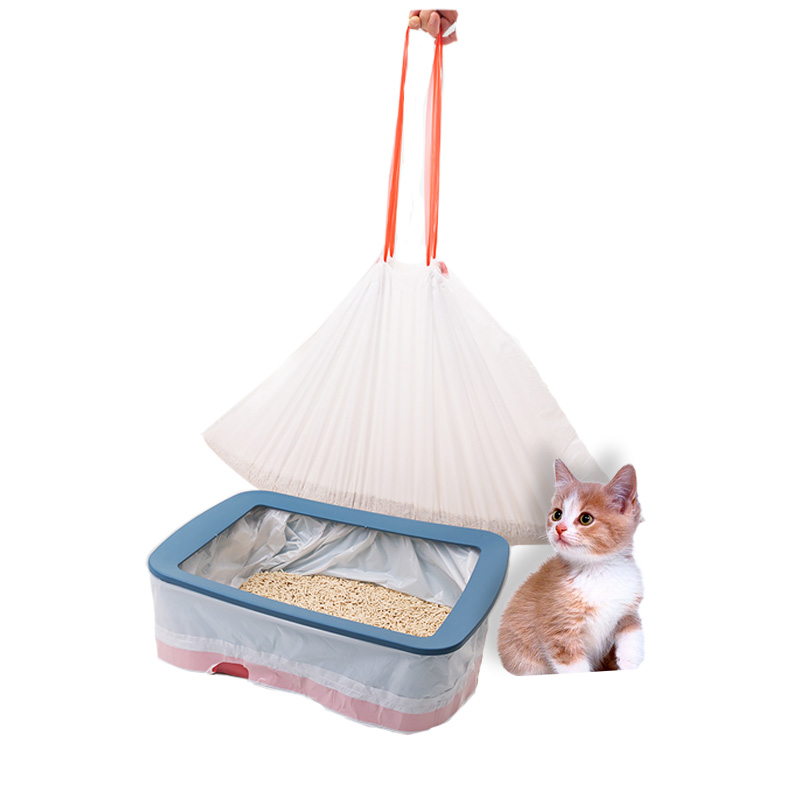 Automatic closing cat litter bag