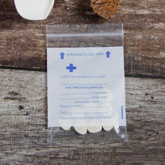 Custom Logo Print Small Ziplock Biodegradable Plastic Pill Bag