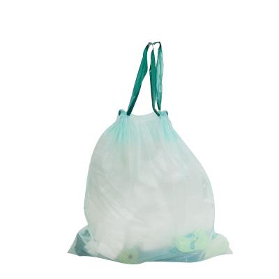 Biodegradable garbage bag with drawstring