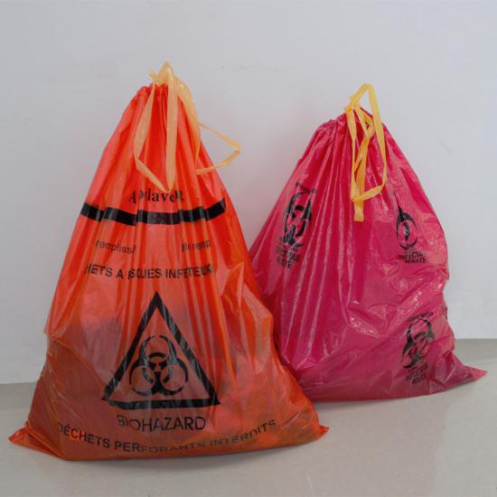 Drawstring biohazard waste bags