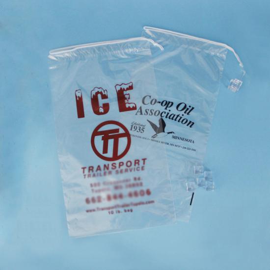 ice bag with drawstring