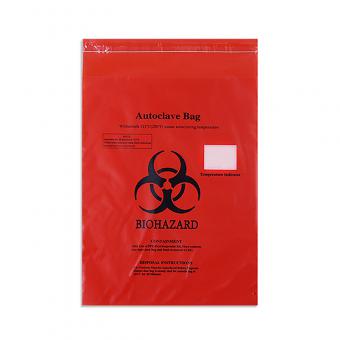 red stick on biohazard bags